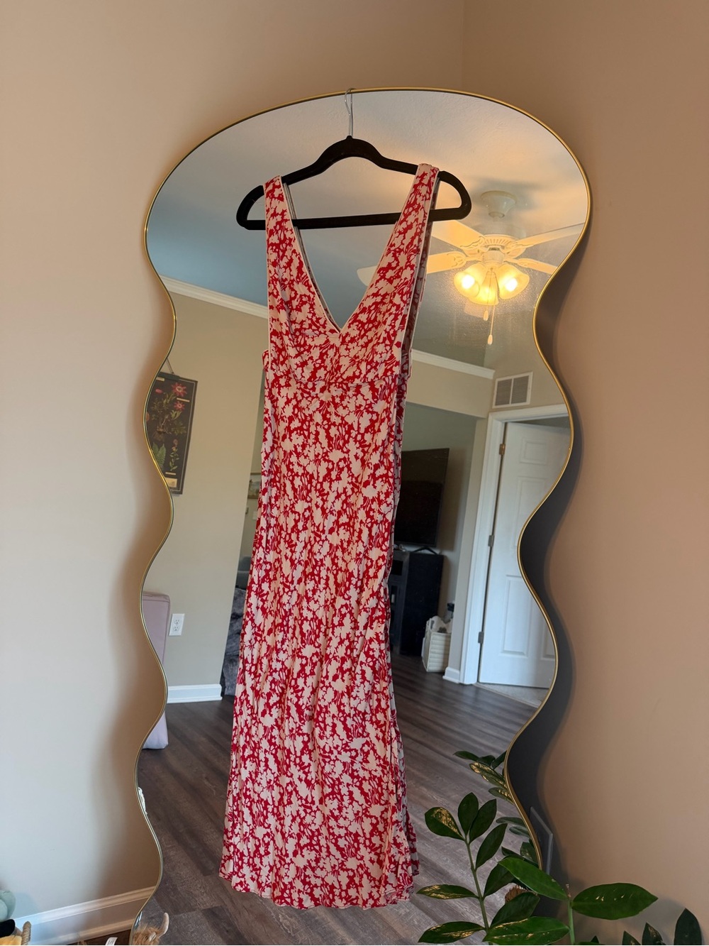 Free People fuchsia & White Floral V-Neck Maxi Dress